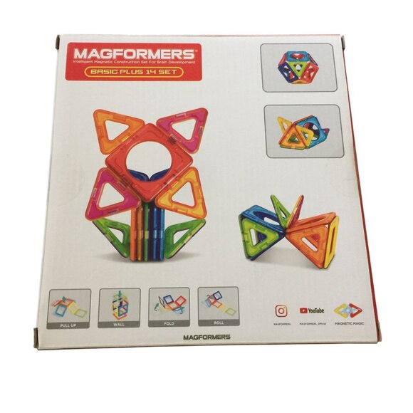 MAGFORMERS Basic Plus 14 Piece Set Stem Magnetic Construction Set - Picture 2 of 3